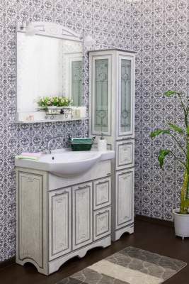 Тумба с раковиной Sanflor Адель 82 R Н0000001073 Белая с патиной Серебро