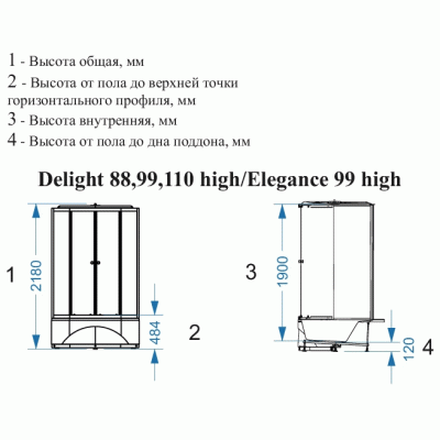 Душевая кабина Domani-Spa Eco Delight 88 High 80x80 DS01EcD88HWM00 профиль Белый задние стенки Белые
