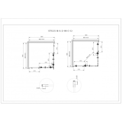Душевой уголок Cezares Stylus-M A-2 90x90 профиль Хром стекло прозрачное