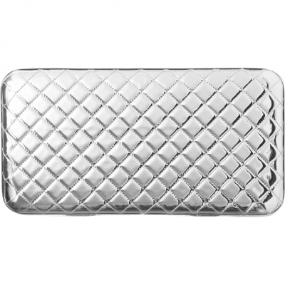 Корзина для белья Cameya Стеганая HC-B-9 с микролифтом большая Серебро, кант хром