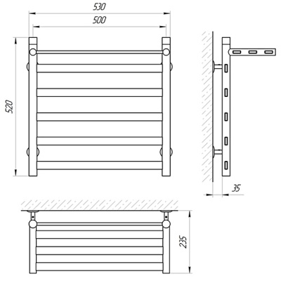 Электрический полотенцесушитель Laris Кватро П6 50х50 с полкой Хром