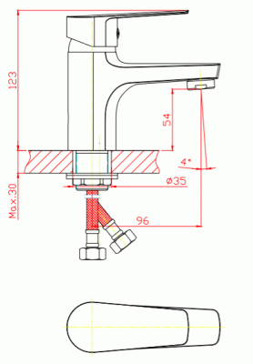 Смеситель для раковины Orange Loop M26-021Gold Золото