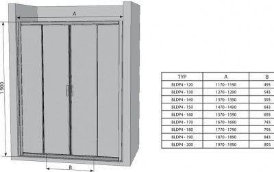 Душевая дверь в нишу Ravak Blix BLDP4-150 сатин+грейп