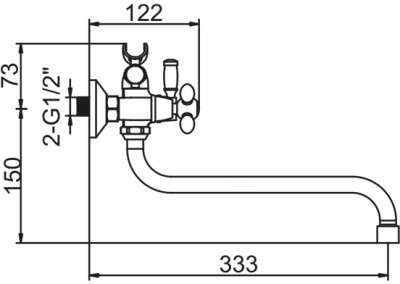 Смеситель для ванны Zerix LR82310B ZX0069 Хром Голубой