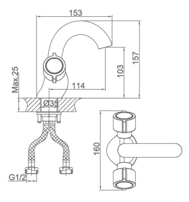 Смеситель для раковины D&K Torhall Hessen DA1412141 Хром