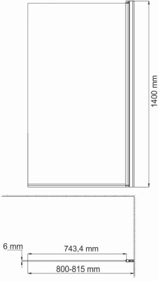 Шторка на ванну WasserKRAFT Berkel 80x140 48P01-80RM профиль Серебристый стекло матовое