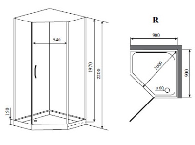Душевая кабина Timo Elta 90x90 H-312R с гидромассажем