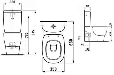 Чаша унитаза-компакта Laufen Mimo 8.2355.6 без бачка и сиденья