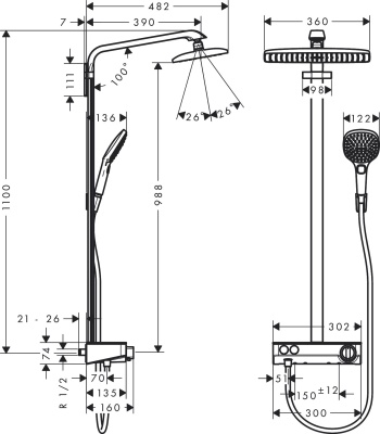 Душевая система Hansgrohe Raindance E 27288400 Хром Белый