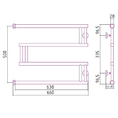 Водяной полотенцесушитель Сунержа High-Tech M 500x650 Хром