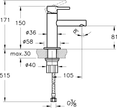 Смеситель для раковины Vitra Origin A42555 Хром