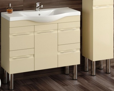 Тумба с раковиной SanVit Прима 80 в цвете Ral прямые ручки Желтый глянец