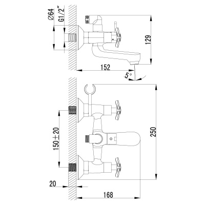 Смеситель для ванны Lemark Partner LM6542C Хром