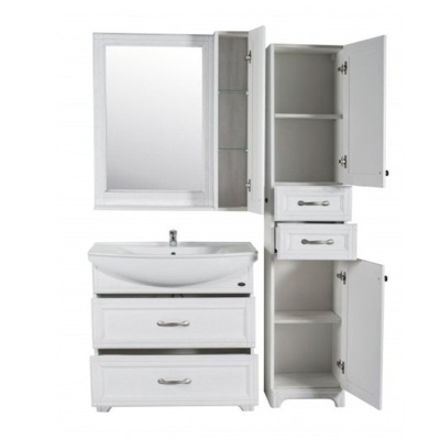 Тумба под раковину ASB-Woodline Берта 85 Белый патина серебро