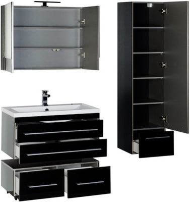 Зеркальный шкаф Aquanet Верона 90 172340 L Черный