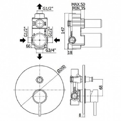 Смеситель для душа Paffoni Light LIG015NO Черный матовый