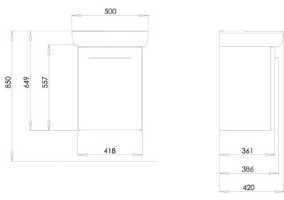 Тумба с раковиной Ifo Special 50 подвесная Белый глянец