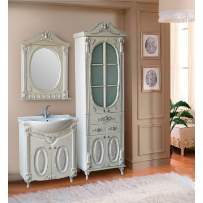 Тумба с раковиной Атолл Наполеон 265 белый жемчуг с патиной золото