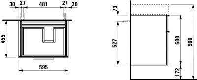 Тумба под раковину Laufen Kartell 60 2 ящика подвесная R Белый лак