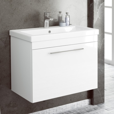 Тумба под раковину Diborg Katarine 70 77.4214 подвесная Белый глянец