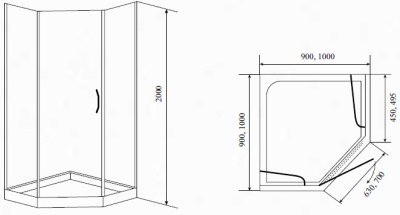 Душевой уголок Timo 90x90 BY-83990F профиль Хром стекло матовое