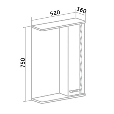 Зеркало со шкафом Runo Лотос 50 R Белое