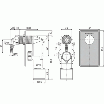 Сифон для сбора конденсата Alcaplast AKS7 Хром Белый Сифон для сбора конденсата Alcaplast AKS7 Хром Белый