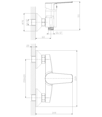 Смеситель Rossinka S S35-41 для душа