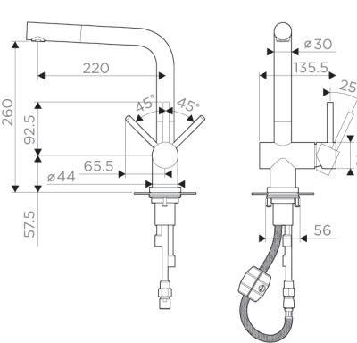 Смеситель для кухни Omoikiri Koriyama S 4991006 Нержавеющая сталь