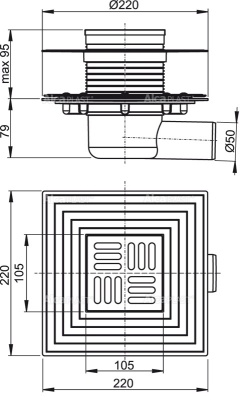 Душевой трап Alcaplast APV1324 с решеткой Хром