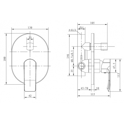 Смеситель для душа Kaiser Aurora 67277 Хром