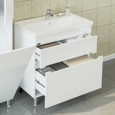 Тумба с раковиной СанТа Лондон 80 2 ящика Белая