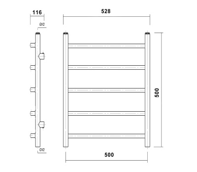 Водяной полотенцесушитель Domoterm Калипсо П5 500x500 Белый