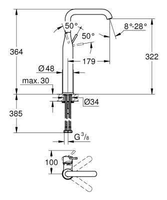 Смеситель для раковины Grohe Essence+ 32901001 Хром