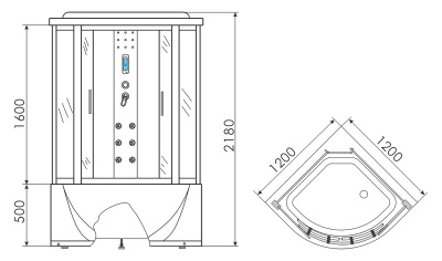 Душевой бокс Erlit Comfort ER4320T 120x120 с гидромассажем задняя стенка Зеркальная стекло тонированное