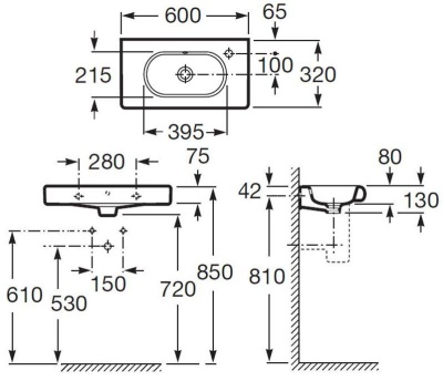 Раковина Roca Meridian 60 32724T000 R Белая