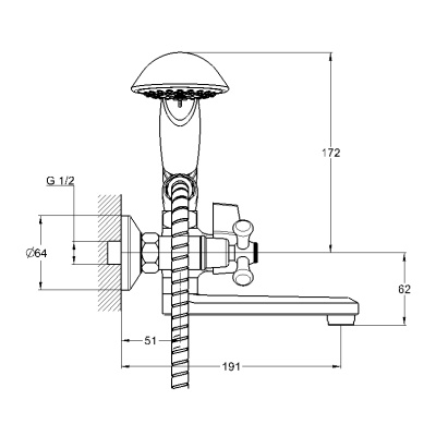 Смеситель для ванны G-Lauf QML3-A827 Хром