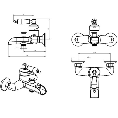 Смеситель для ванны Boheme Vogue 223 Хром