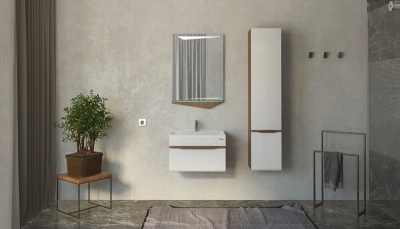 Шкаф-пенал Velvex Cub 155 ppCUB.155-27.21 подвесной Темный лен Белый