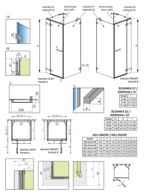 Душевая дверь Radaway Euphoria KDJ 110 120 130 L фурнитура Хром стекло прозрачное
