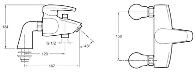 Смеситель для ванны Jacob Delafon Panache E71242-CP Хром