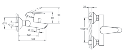 Смеситель для ванны Vitra Dynamic S A40953EXP Хром