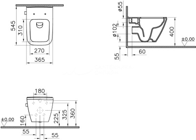 Унитаз Vitra Integra Square 7082B003-7209 подвесной без сиденья