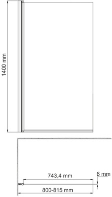 Шторка на ванну WasserKRAFT Berkel 80x140 48P01-80W профиль Белый стекло прозрачное