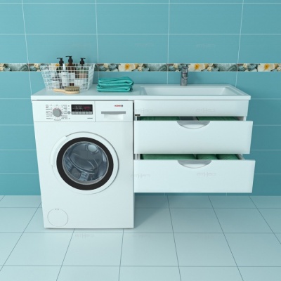 Тумба с раковиной СанТа Лидер 130 R 700259+900115 подвесная Белая