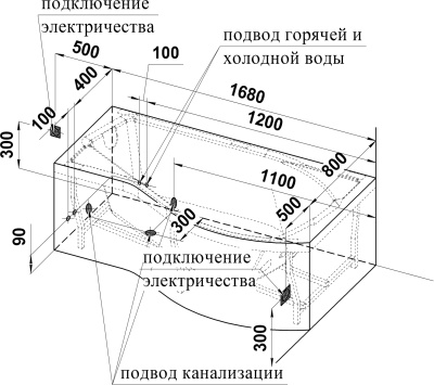 Акриловая ванна Radomir Vannesa Миранда 168x95 R 2-01-0-2-1-209 Белая без гидромассажа