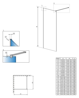 Душевая перегородка Radaway Modo New II Walk-in 60 профиль Хром стекло прозрачное