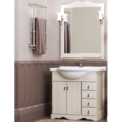 Комплект мебели для ванной Opadiris Клио 70 Беленый бук со светильником Изабель Бронза