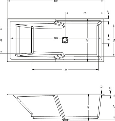 Акриловая ванна Riho Still Shower Elite 180x80 L BD1800500000000 без гидромассажа