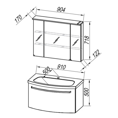 Зеркальный шкаф Kolpa San Adele 90 Дуб